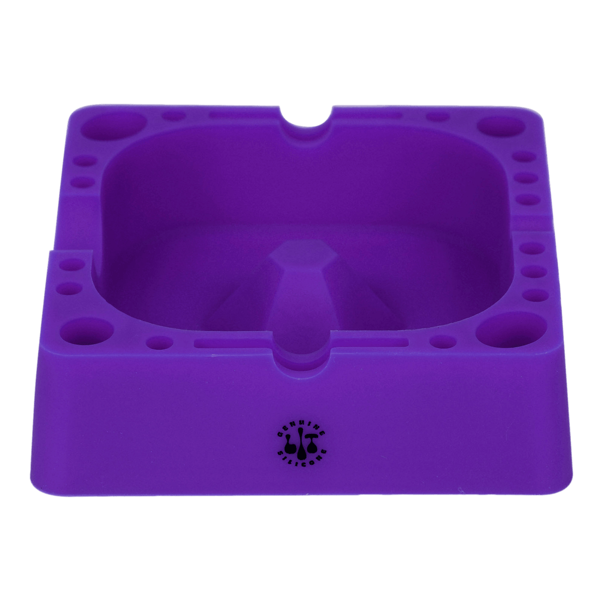 4.75" Square Ashtray - Purple square ashtray with rounded corners, multiple cigarette rests, and a deep recessed bowl.