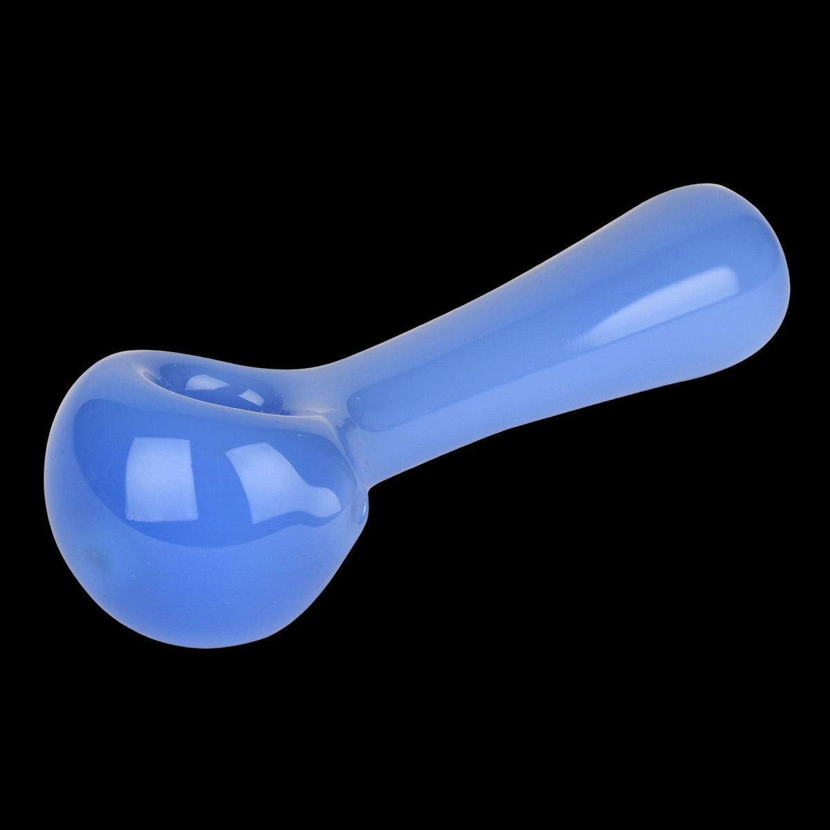 Red Eye 4.5" Spoon Hand Pipe - Glossy periwinkle blue glass spoon hand pipe with a rounded bowl and tapered stem.