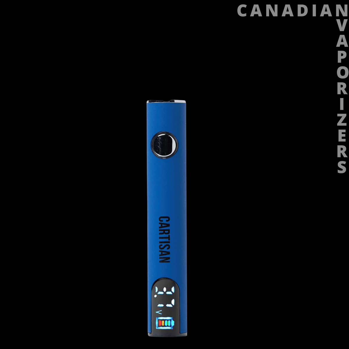 Cartisan Pro Pen NEO 400 510 Battery - Blue Cartisan Pro Pen NEO 400 battery with a round control button and small digital display.