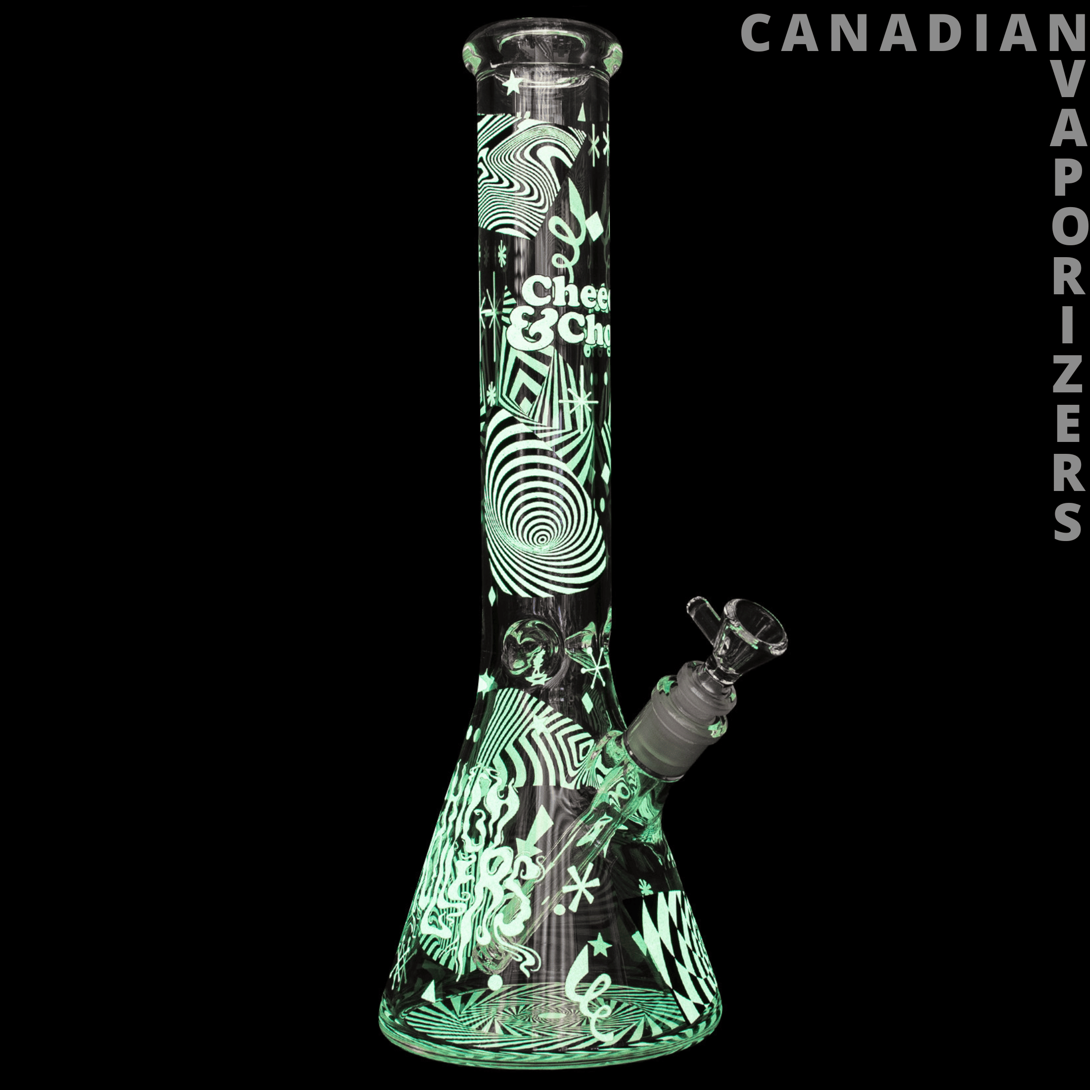 Cheech & Chong Glass 7mm Thick Optical Illusion Glow-in-the-Dark Water Pipe
