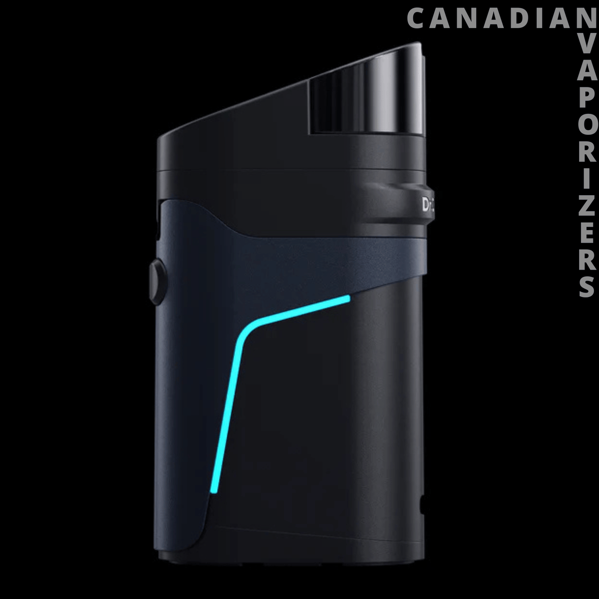 Dr Dabber Ghost 2 Vaporizer - Black Dr. Dabber Ghost 2 vaporizer with a curved body, metallic top, and glowing blue accent line.
