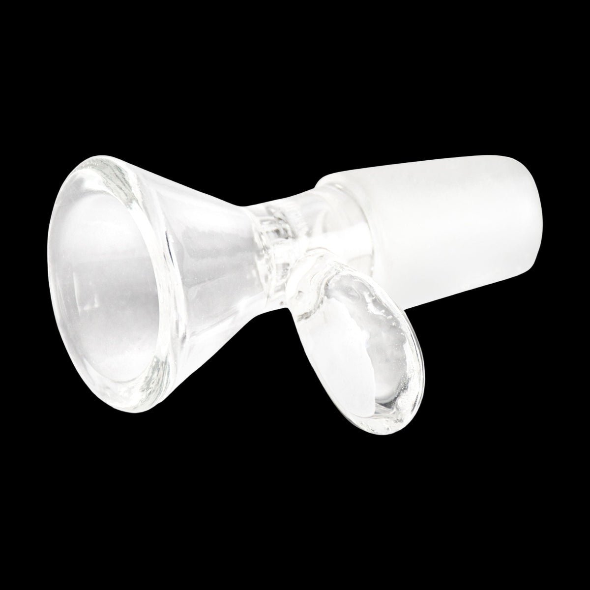 Gear Premium 14mm Pull-Out - Clear glass 14mm pull-out bowl with a flared bowl, angled handle, and frosted joint.