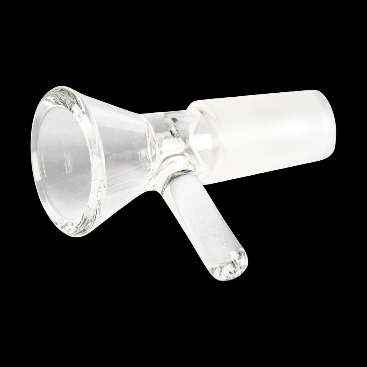 Gear Premium 14mm Extra Thick Cone Pull-Out - Clear glass cone pull-out bowl with a thick cylindrical joint and angled side handle.
