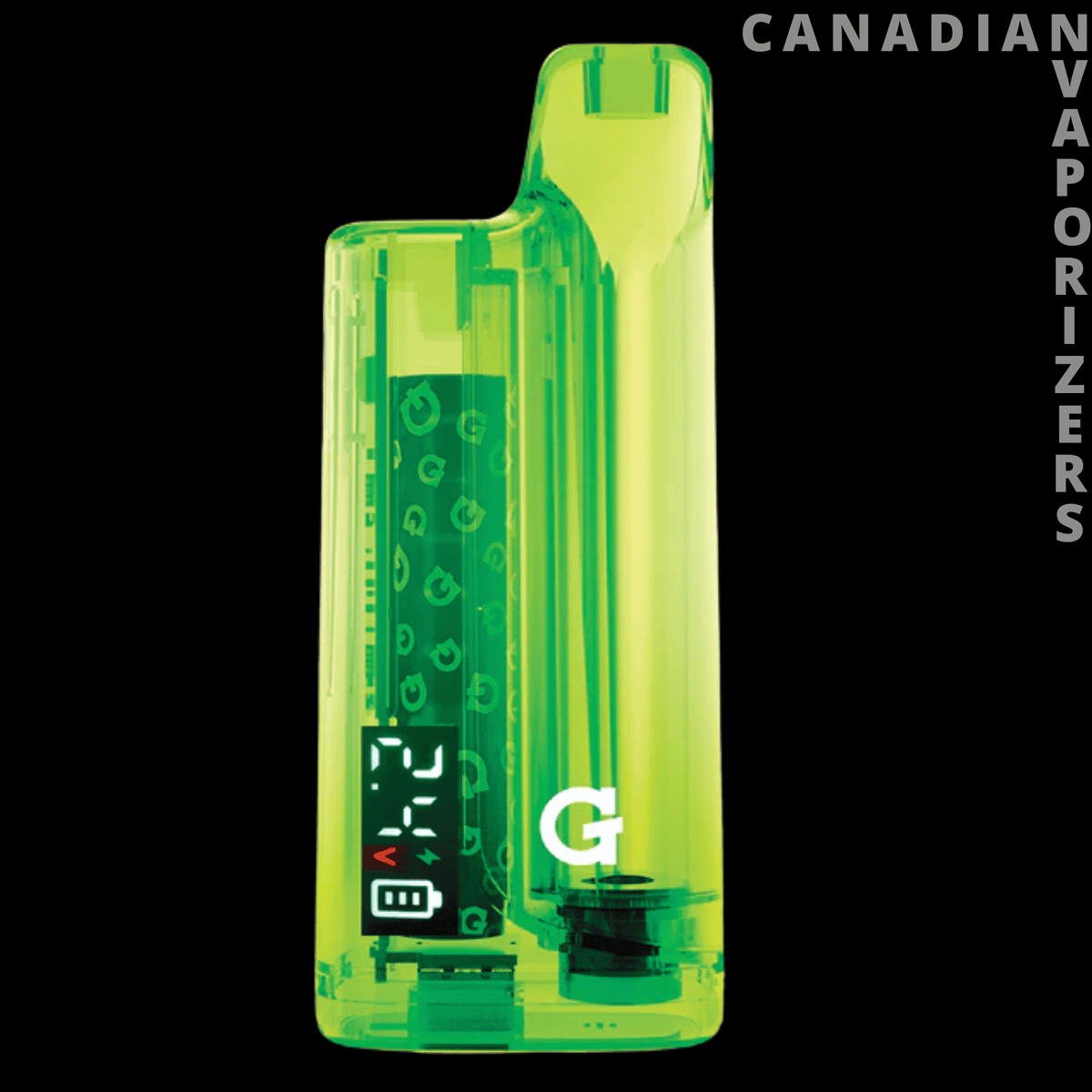G Pen Retro Hydout 510 Battery Wholesale (Display of 10) - Neon green translucent G Pen 510 battery with a compact rectangular body and digital display.