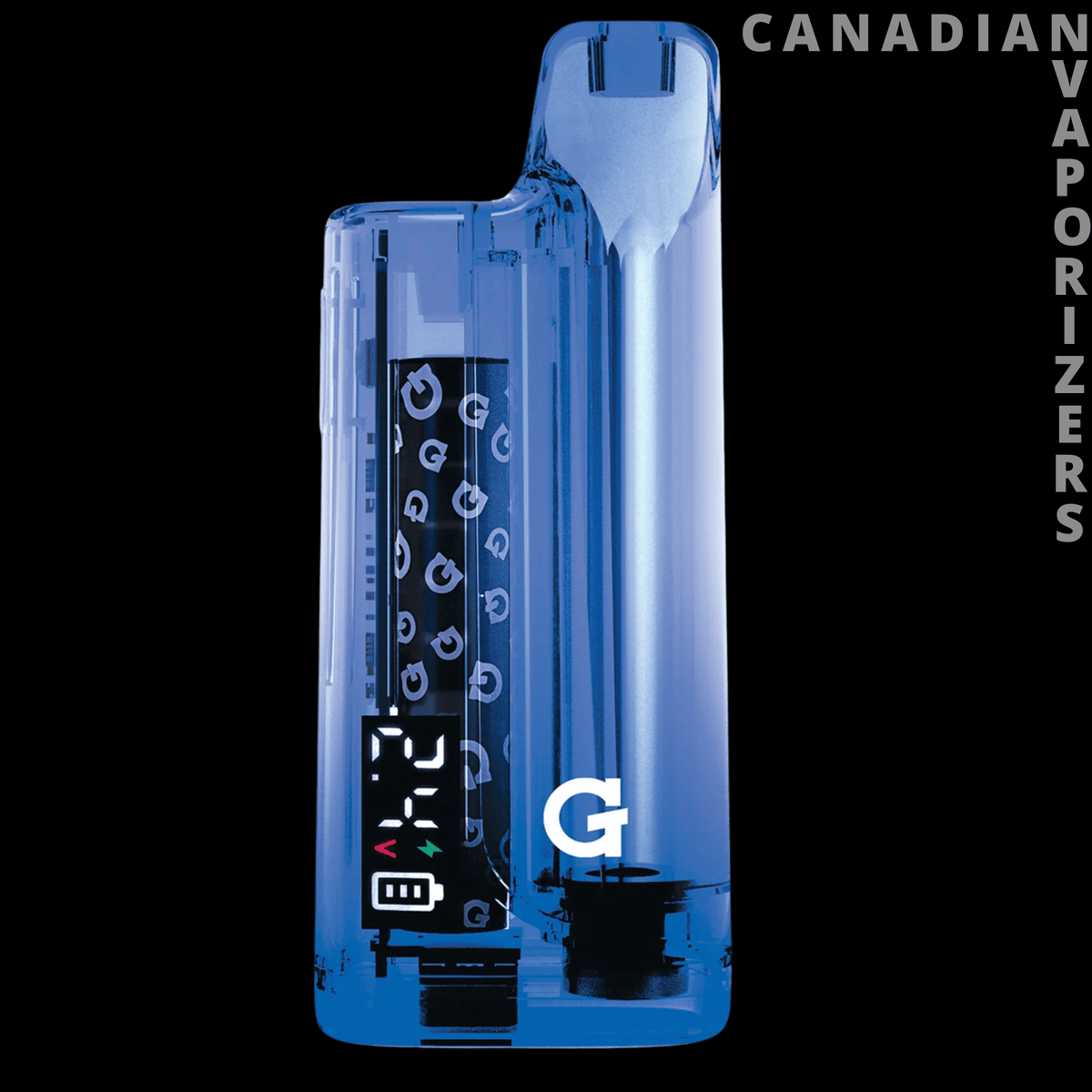 G Pen Retro Hydout 510 Battery Wholesale (Display of 10) - Translucent blue G Pen 510 battery with a slim rectangular body, digital display, and white G logo.