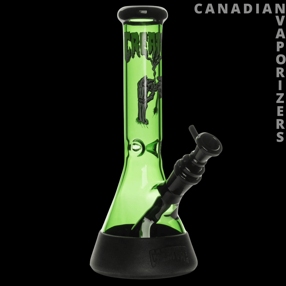 Gear Premium 10” Water Pipes - Neon green glass water pipe with black base, angled black downstem, and dripping graphic design.