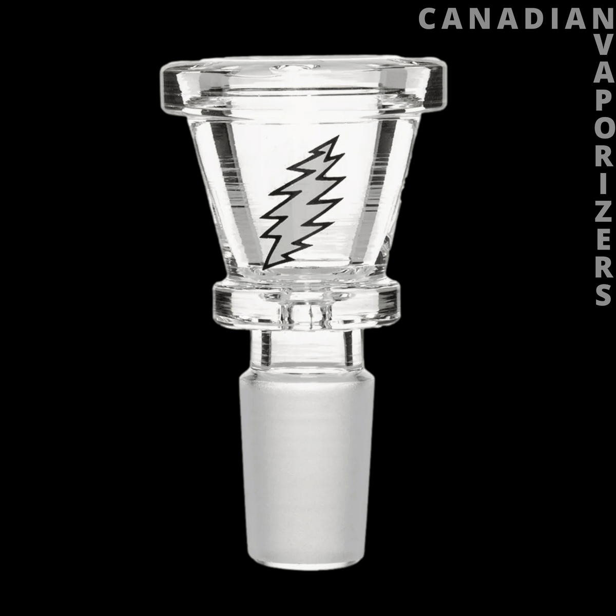 Gear Premium 14mm Lightning Bolt Pull-Out - Clear glass 14mm pull-out bowl with a bold black lightning bolt design.