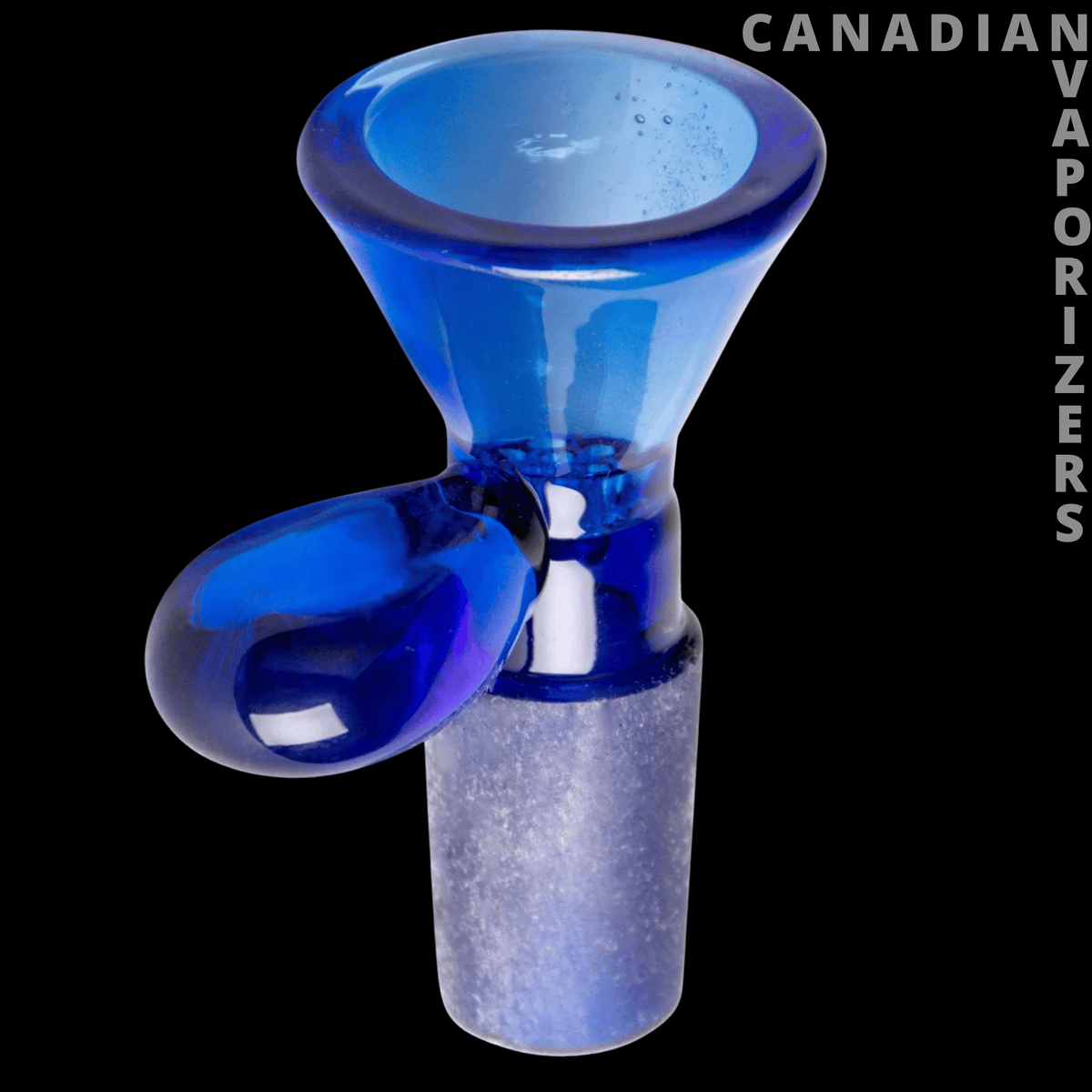 Gear Premium 14mm Pull-Out - Blue glass 14 mm pull-out bowl with a wide funnel-shaped cup and rounded side handle.