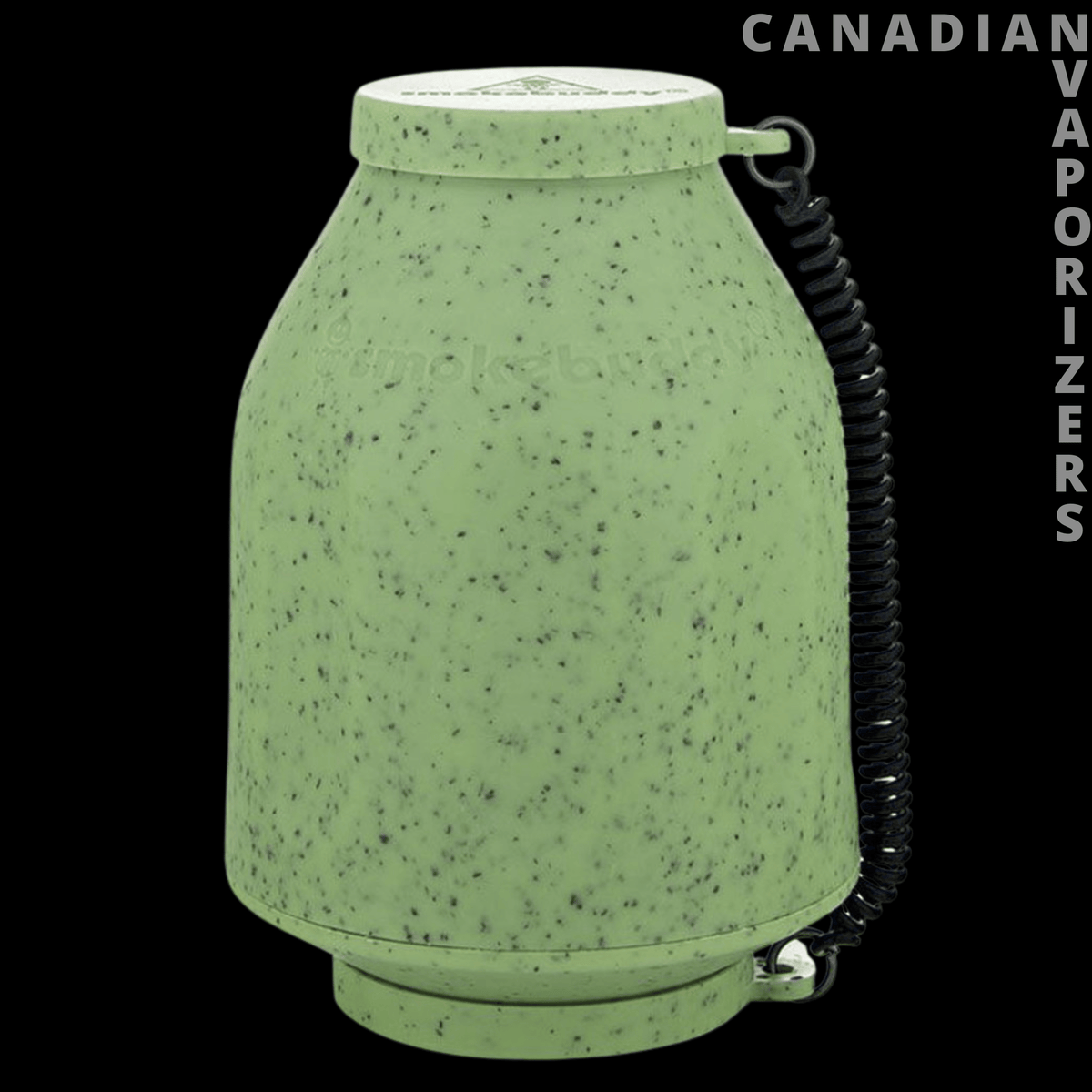 Original Smokebuddy - Light green speckled Smokebuddy personal air filter with a black coiled wrist strap.