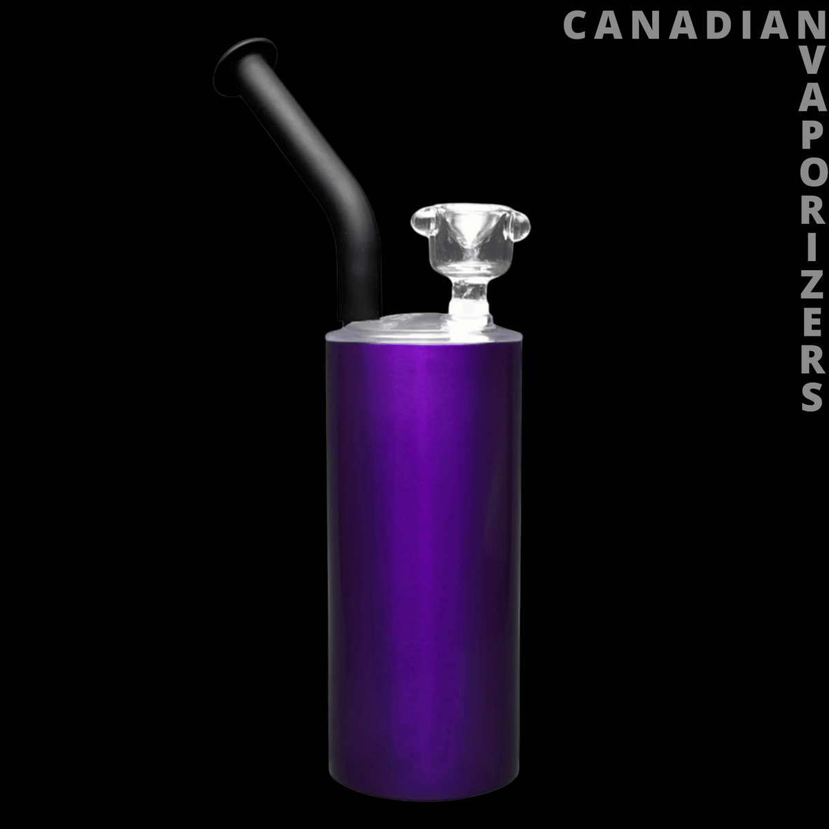 Polar Blast The Skinny Polar Blast - Slim candy-purple vaporizer with a black angled mouthpiece and clear glass top.