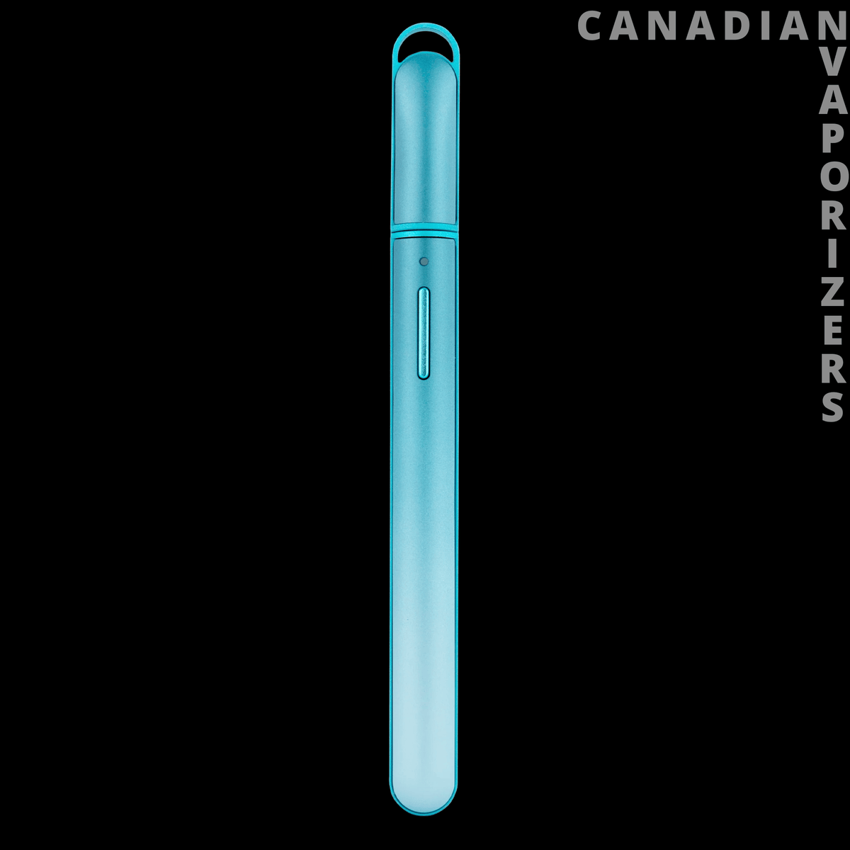 Puffco Hot Knife - Slim turquoise Puffco Hot Knife tool with a rounded cap and small side button, shown vertically.