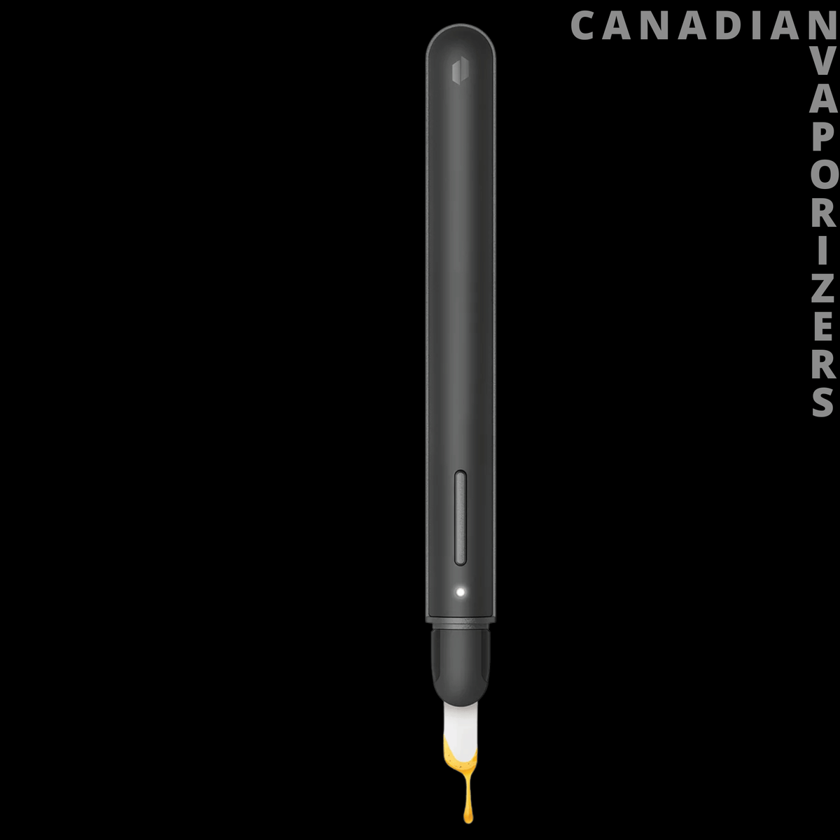Puffco Hot Knife - Slim black Puffco Hot Knife with a gray tip and small yellow dab of concentrate.