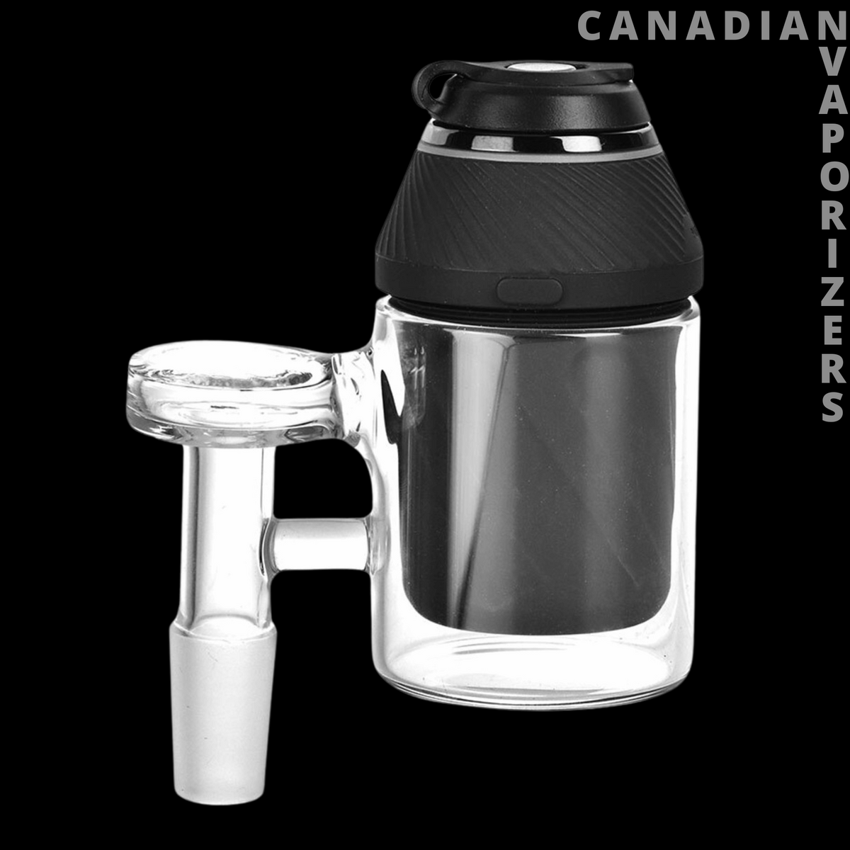 Puffco Proxy 90 degree Bong / Dab Rig Attachment - Clear glass 90-degree dab rig attachment with a black textured chamber and side joint.