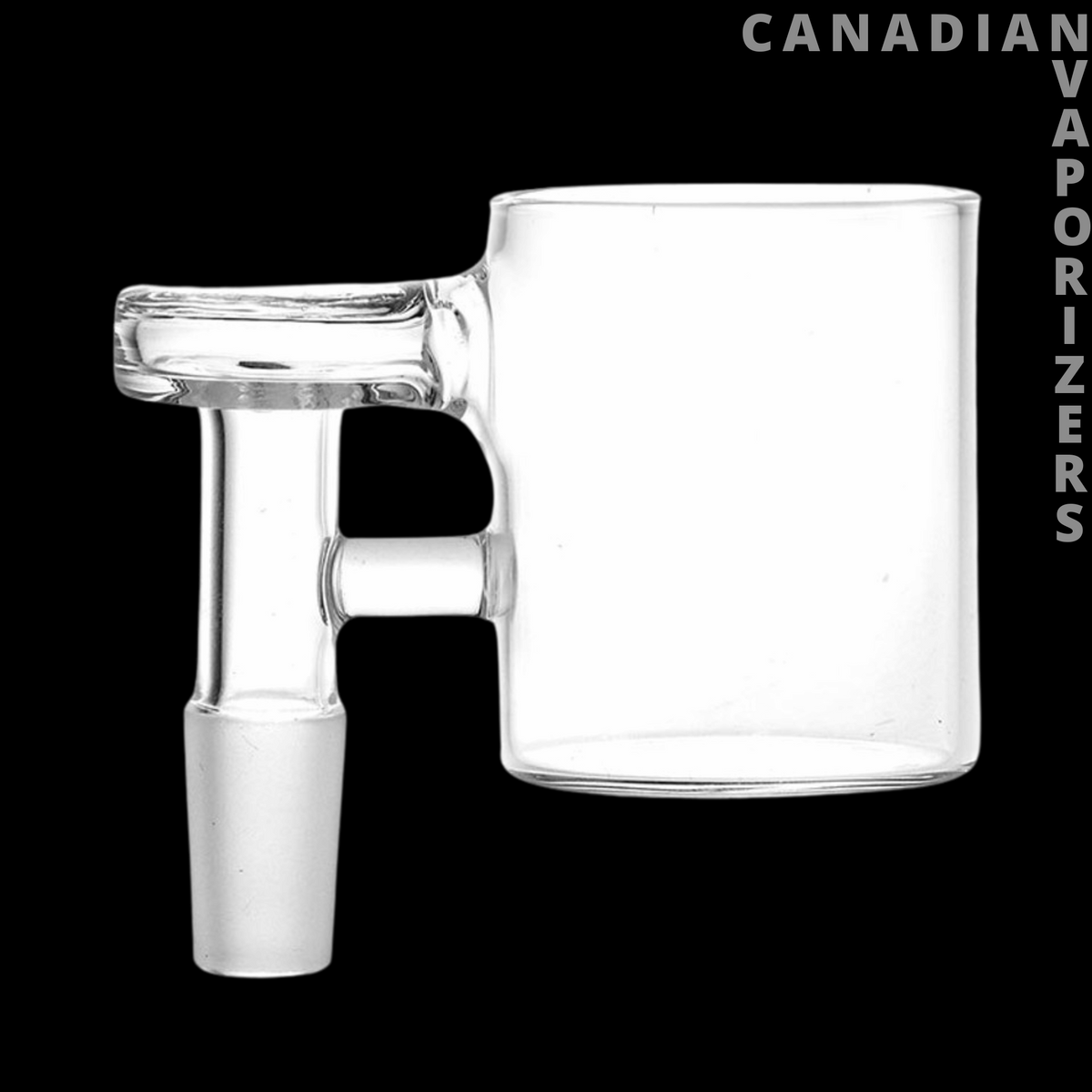 Puffco Proxy 90 degree Bong / Dab Rig Attachment - Clear glass 90-degree bong attachment with a wide cylindrical chamber, horizontal side joint, and tapered connector.
