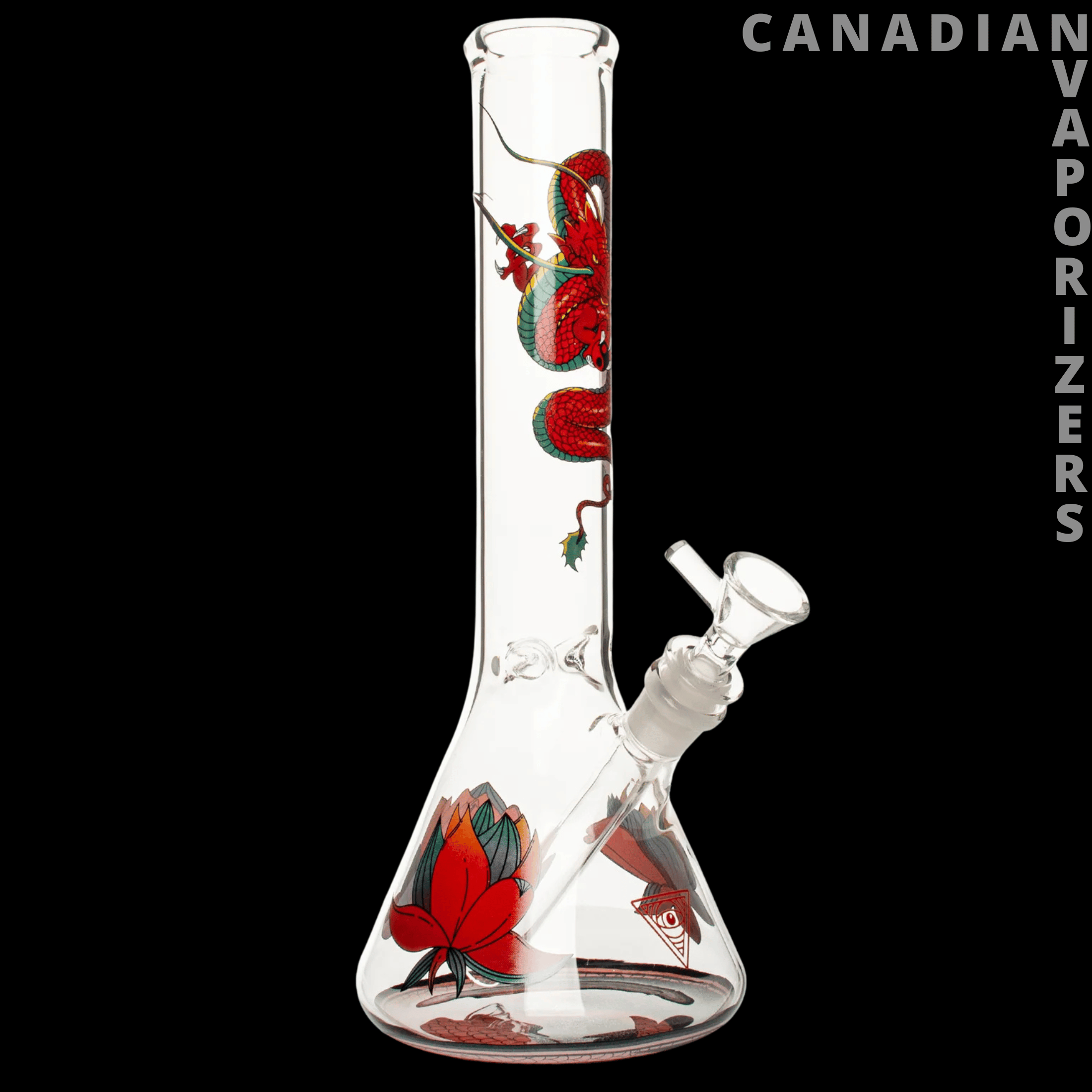 Red Eye Glass 12" Yin-Yang Dragon Water Pipe