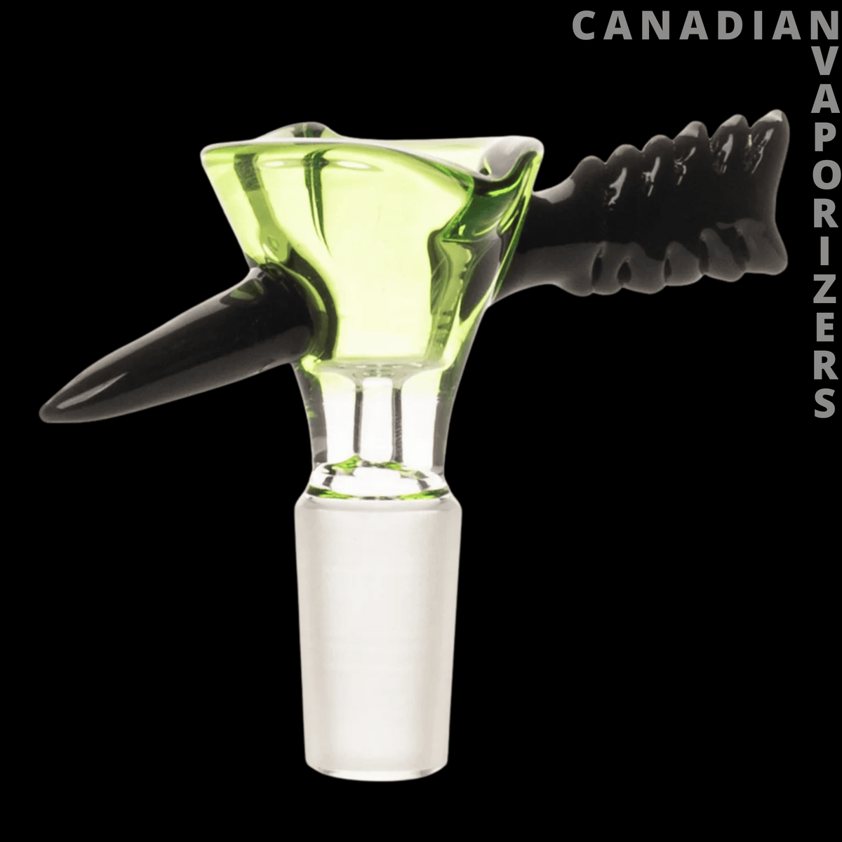 Red Eye Glass 14mm Cupid Pull-Out - Lime green glass pull-out bowl with a flared cup, clear stem, and white frosted joint.