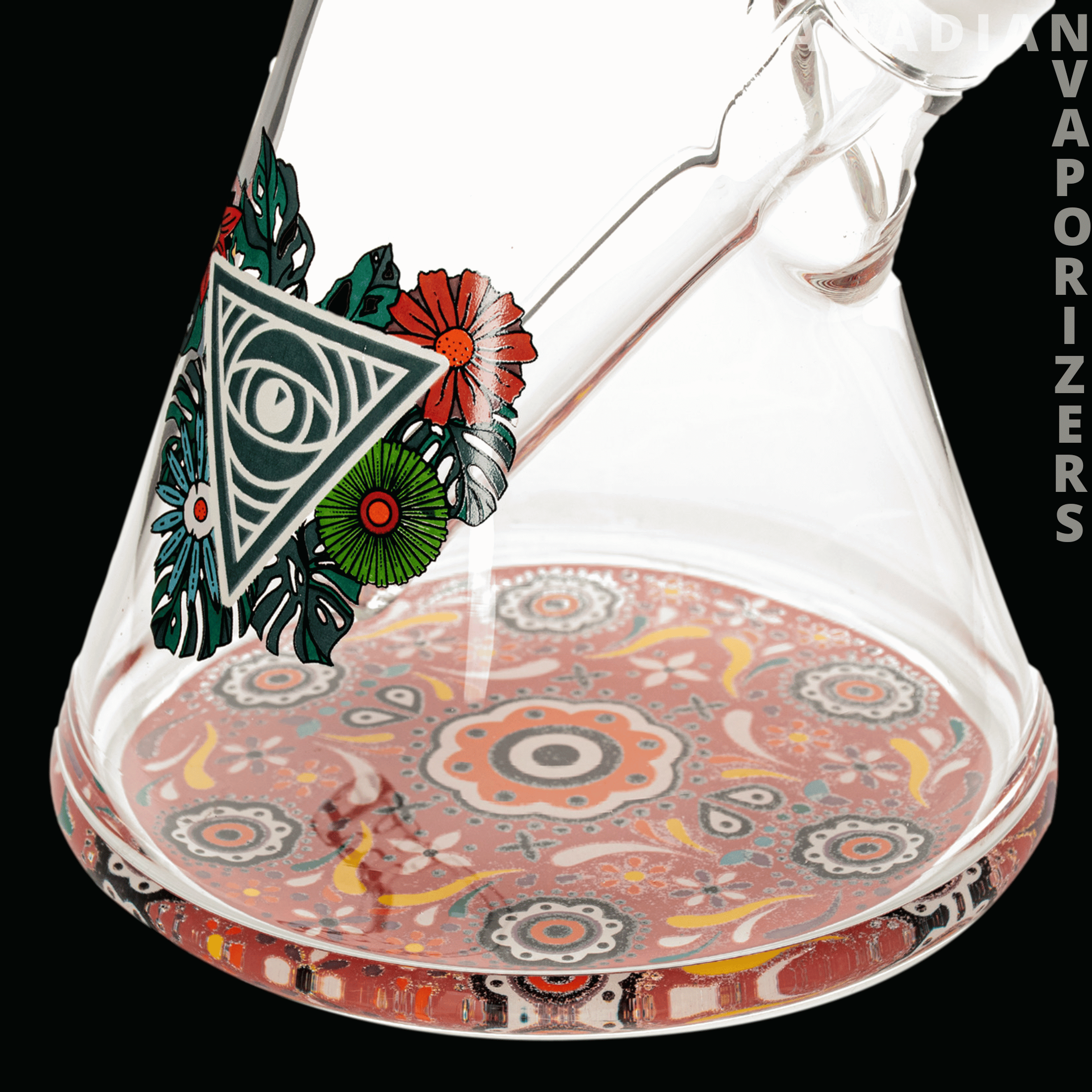 Red Eye Glass 15" 7mm Thick Sugar Skull Glow-in-the-Dark Water Pipe