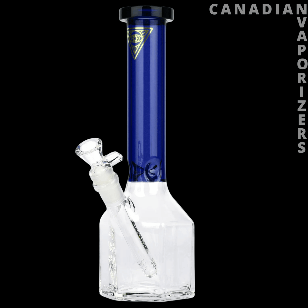 Red Eye Tek 11" Honeycomb Tube - Blue and clear glass bong with a tall tube, angled bowl, and compact honeycomb chamber.