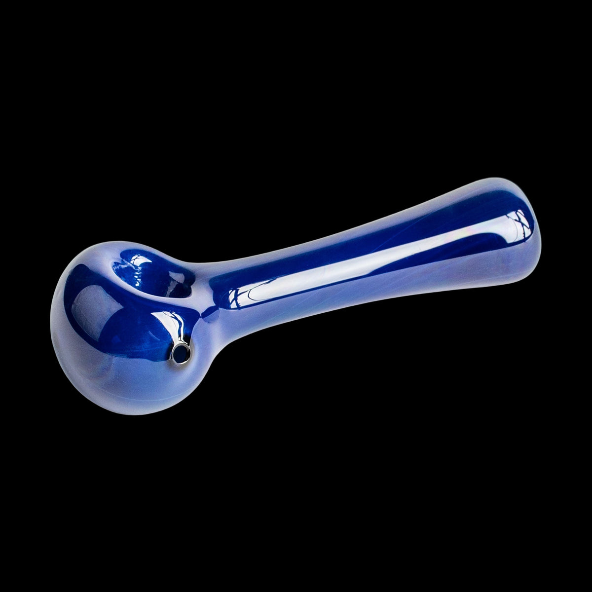 Red Eye 4.5" Spoon Hand Pipe - Glossy cobalt blue glass spoon hand pipe with a rounded bowl and tapered mouthpiece.