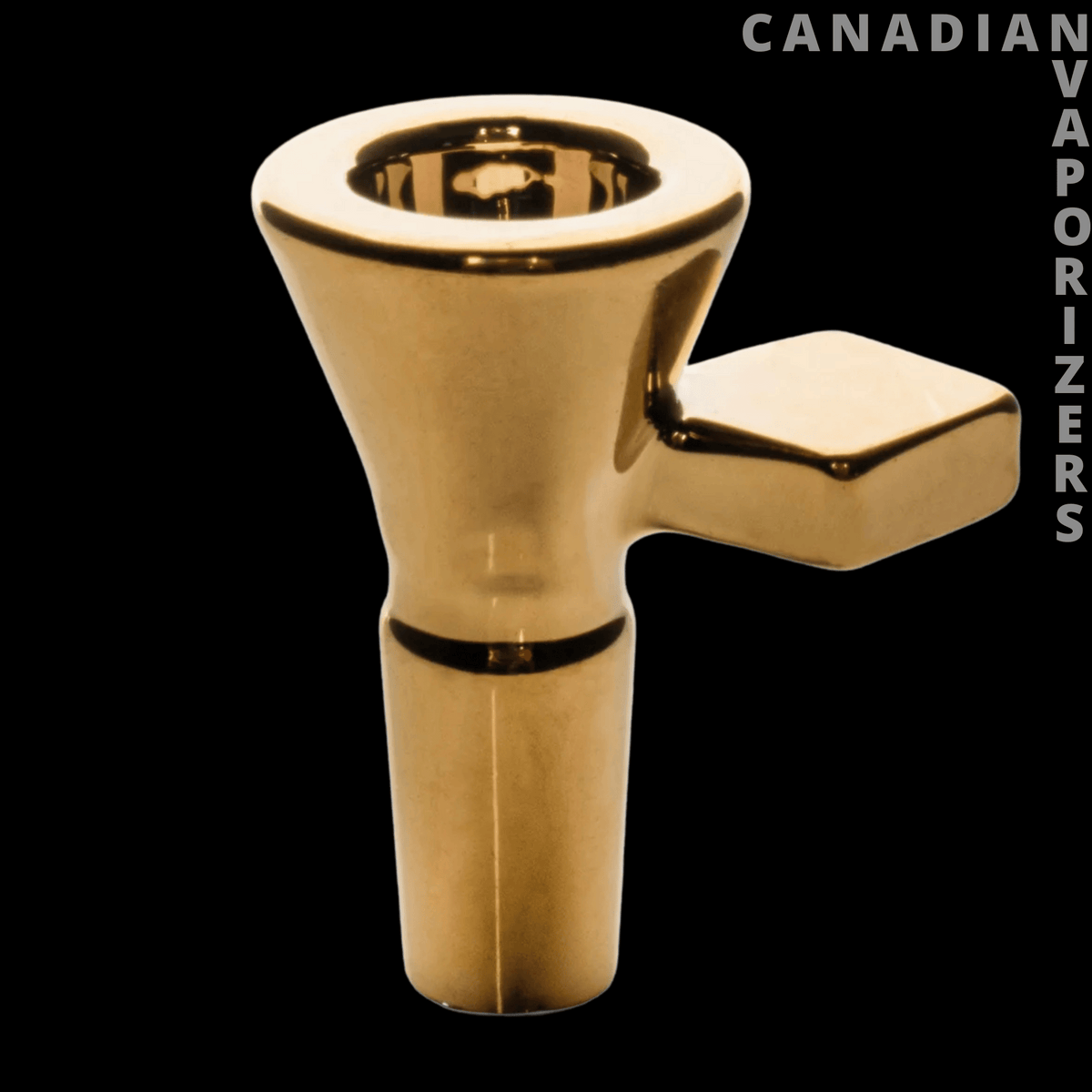 Red Eye Tek 14mm Metallic Terminator Finish Pull-Out - Gold metallic glass pull-out bowl with a wide flared funnel and angular side handle.