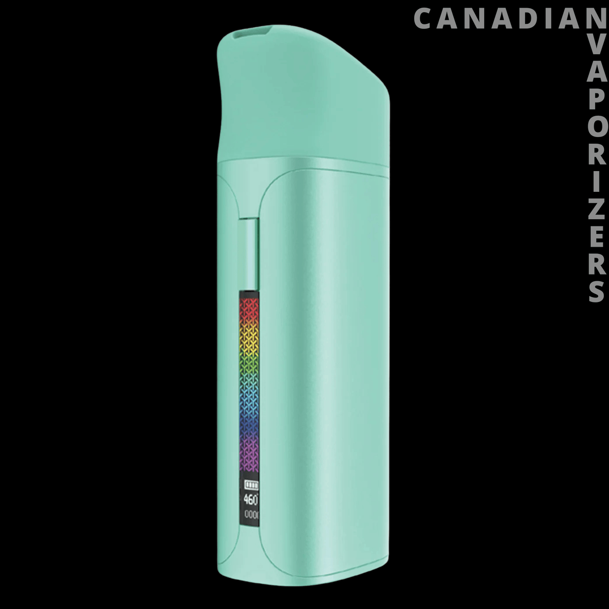 Yocan Black Pocket - Mint-green Yocan Black Pocket vaporizer with a rounded rectangular body and vertical rainbow-colored display.