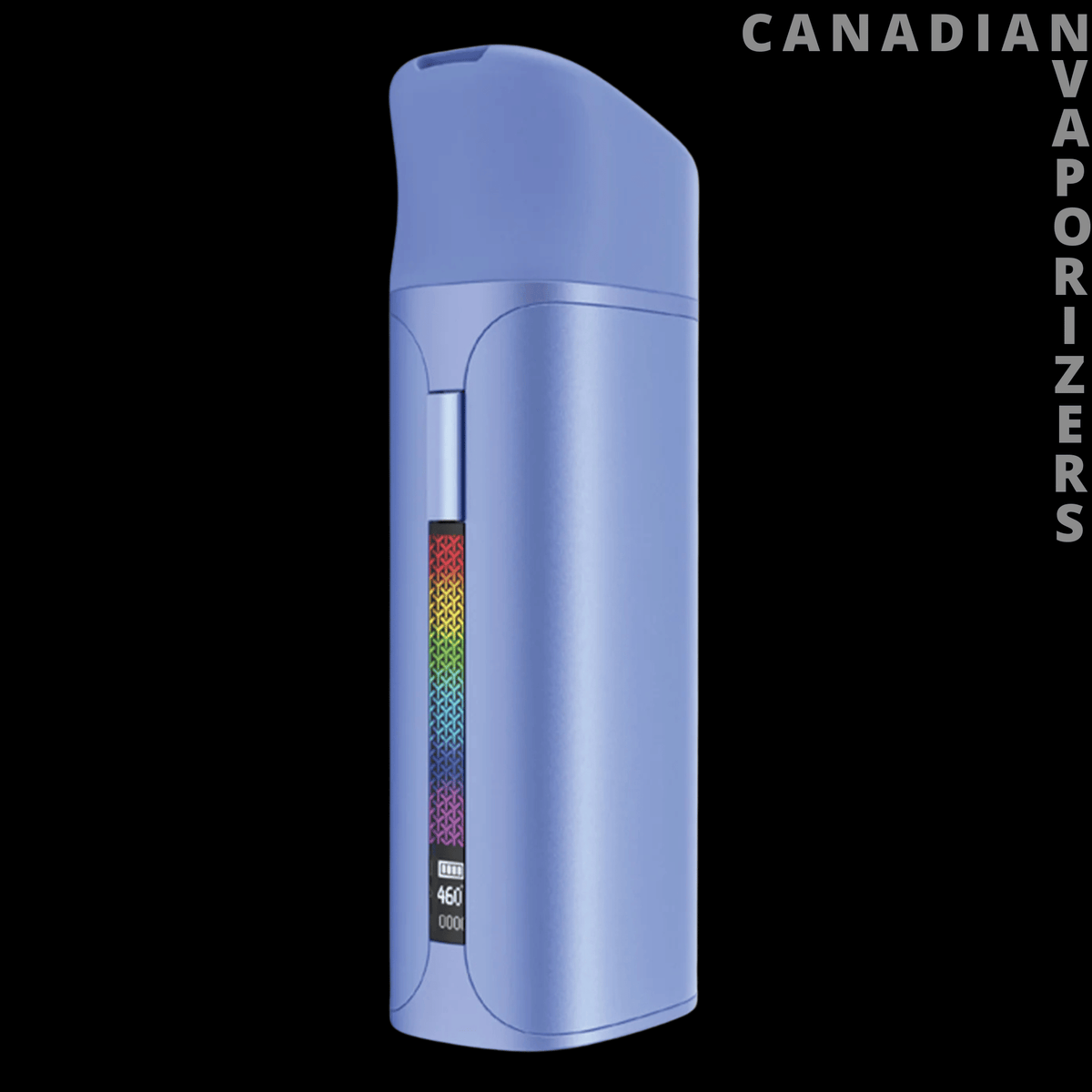 Yocan Black Pocket - Lavender-blue Yocan Black Pocket vaporizer with a rounded rectangular body and vertical rainbow color display.