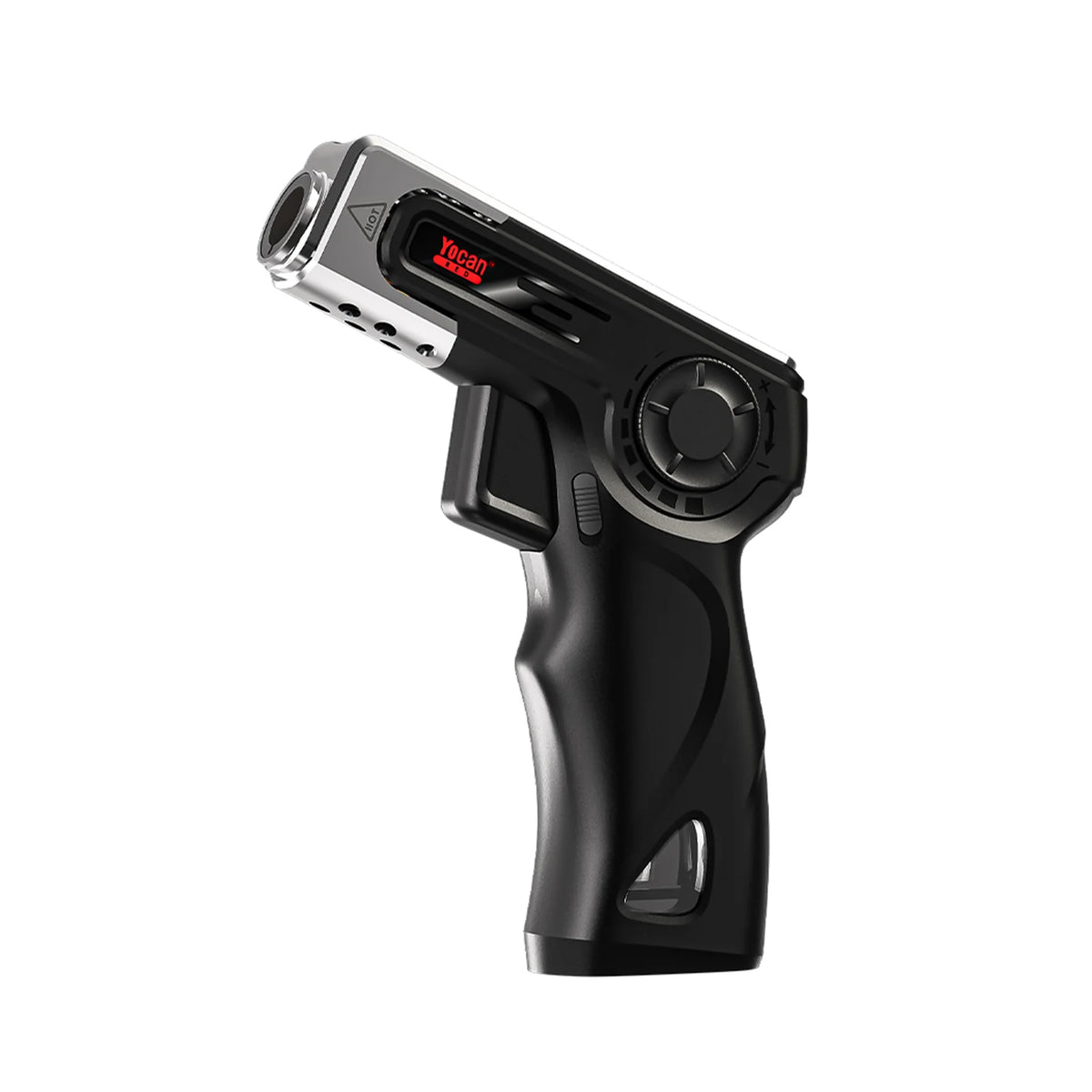 Yocan Rush Torch - Black Yocan Rush torch with a pistol-grip handle, circular side dial, and red digital display.