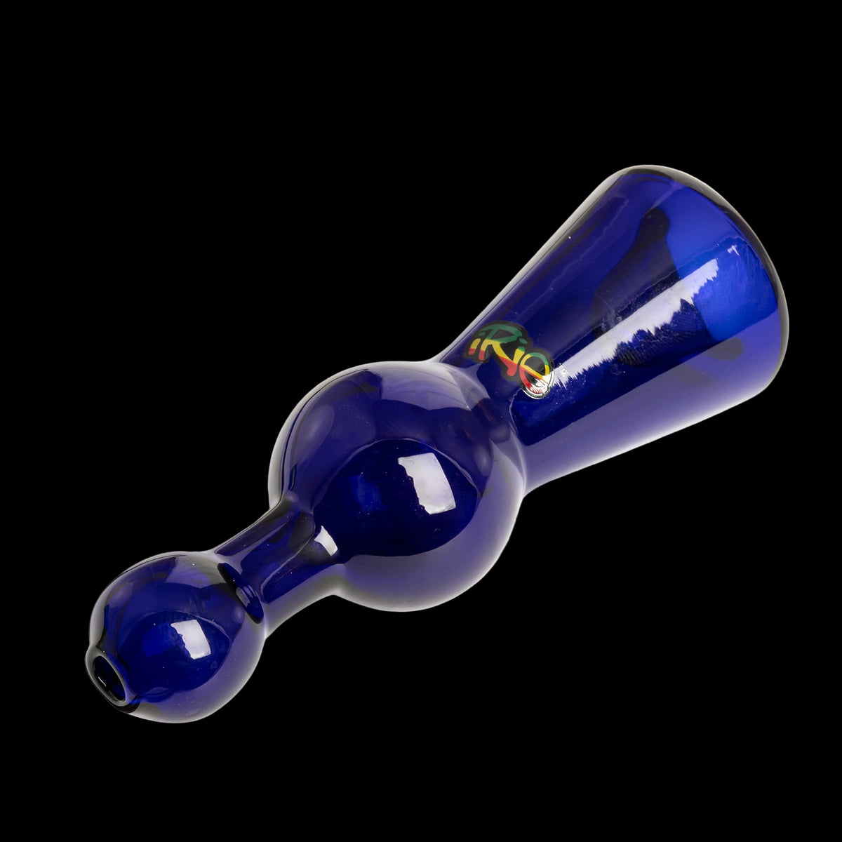 iRie 4.5" Chillum - Glossy cobalt blue glass chillum with a rounded bowl and narrow mouthpiece.