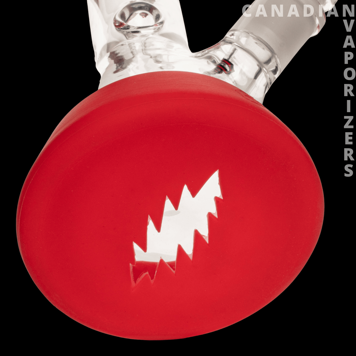 Gear Premium 10" Space Your Face Beaker Base Water Pipe - Red beaker water pipe base with a white lightning bolt graphic and clear glass necks.