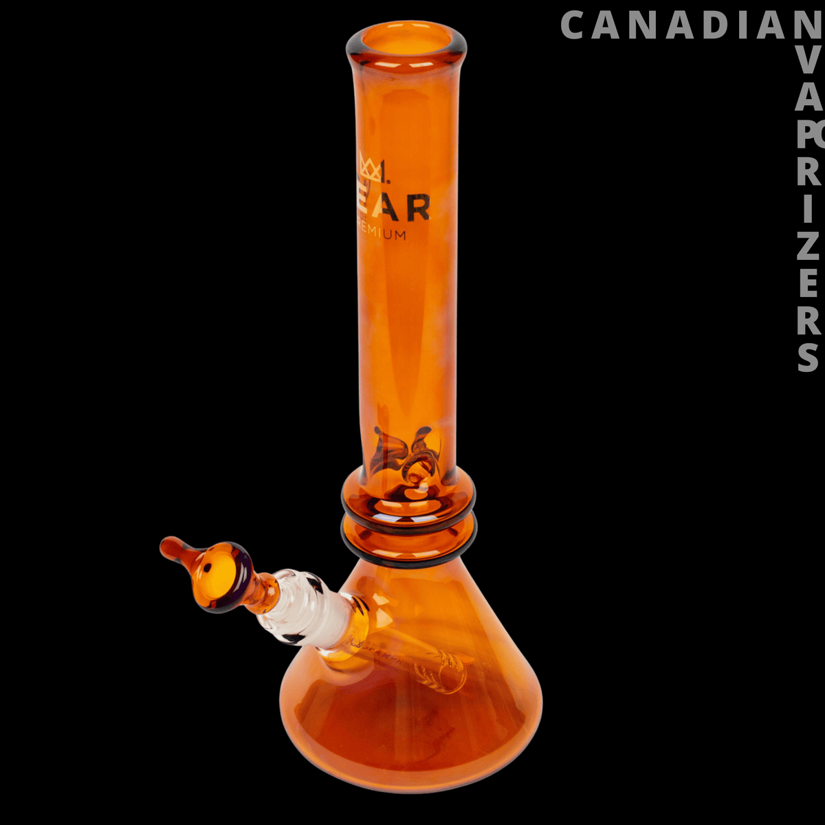 Gear Premium | 12" Tall Freaker Beaker Tube - Orange-tinted 12-inch glass beaker tube with a tall cylindrical neck and angled side joint.