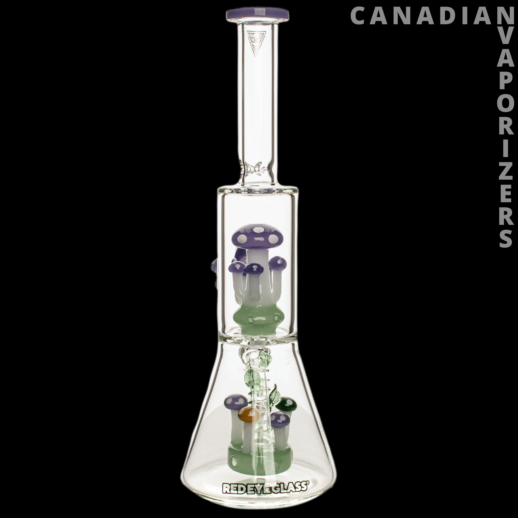 Red Eye Glass 12" Amanita Dual Chamber Beaker Base Water Pipe - Canadian Vaporizers