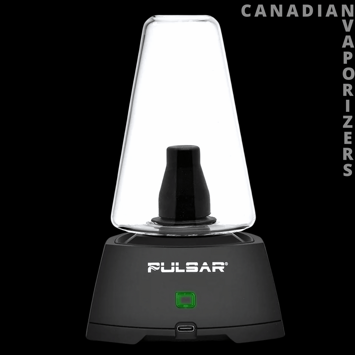 Pulsar Sipper Dry Cup Edition - Black Pulsar dry cup with a clear tapered cover and central black sipper nozzle.