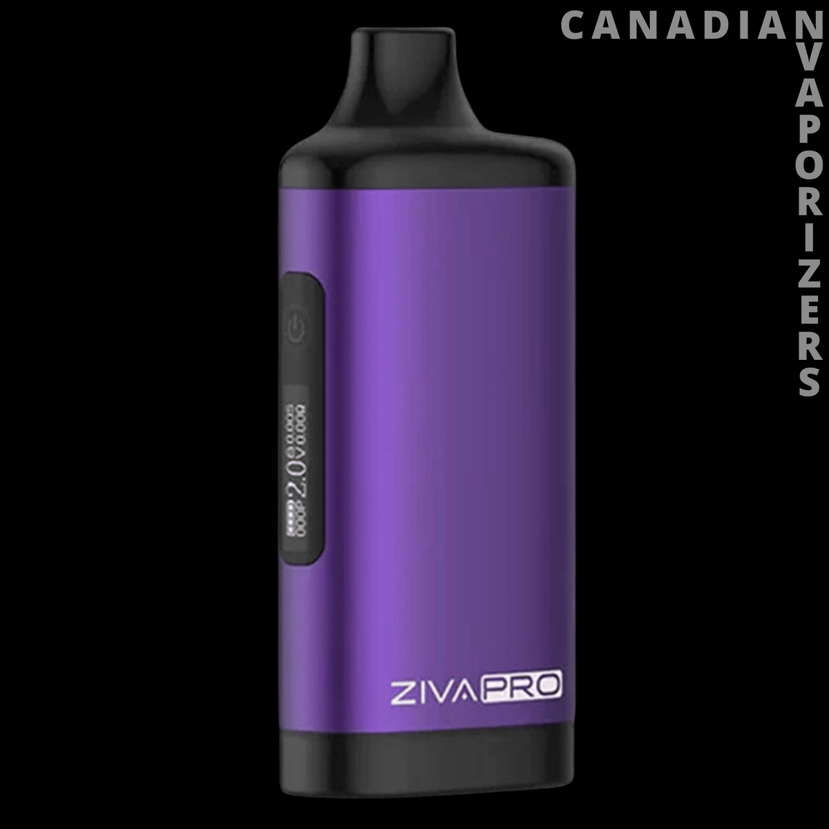 Yocan Ziva Pro - Purple Yocan Ziva Pro vaporizer with a black mouthpiece, base, and narrow side display.