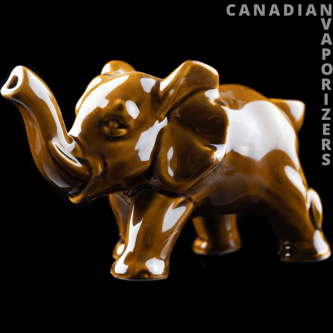 7" Elephant Ceramic Pipe - Sienna Brown - Canadian Vaporizers