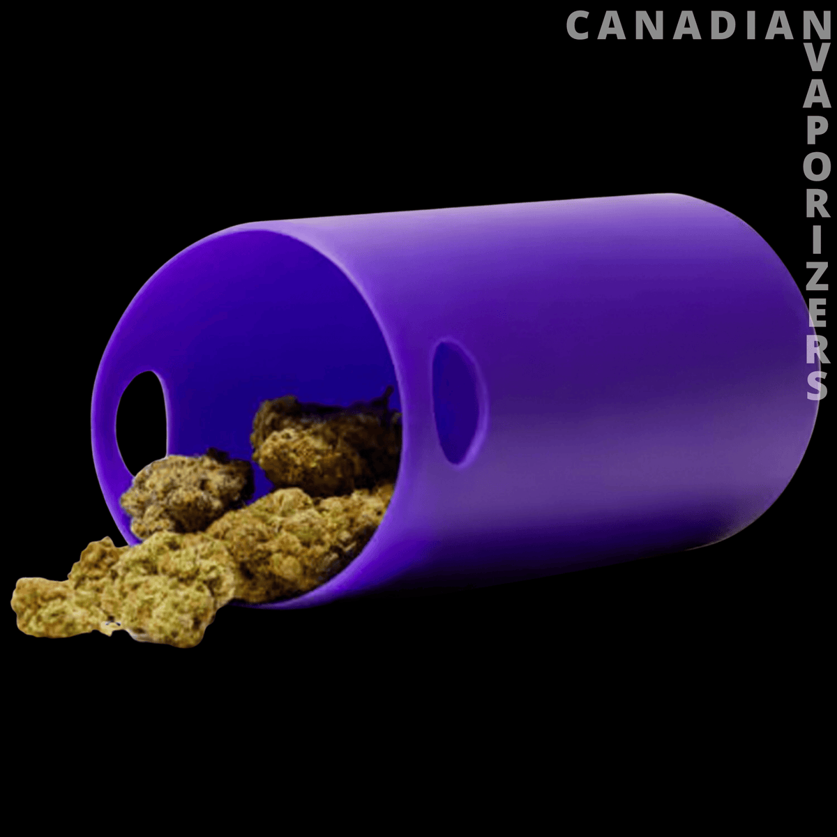 Ardent Nova Sleeve - Purple cylindrical silicone sleeve with side air holes, spilling textured material from its open end.