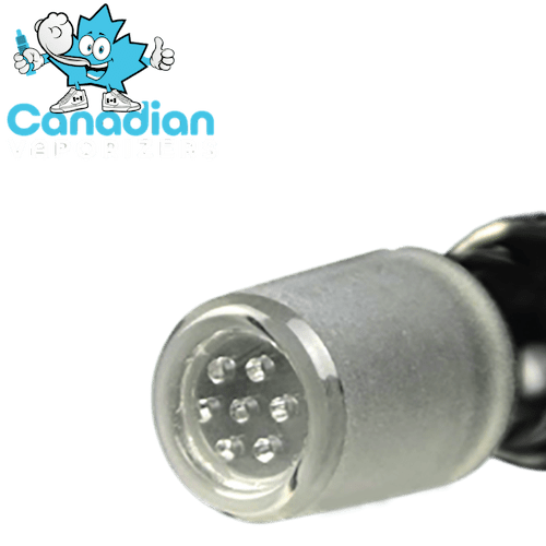 Arizer Extreme Q Glass Mini Whip With Glass Screen - Frosted glass mini whip with a clear glass screen featuring multiple holes and a black connector.