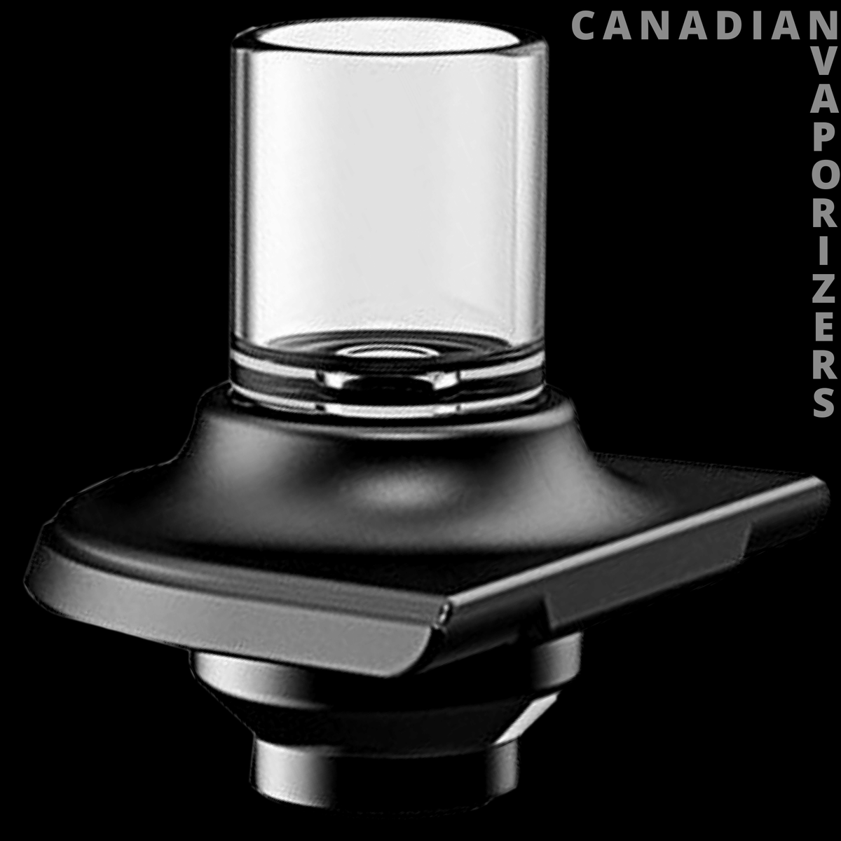 Boundless Tera Glass Mouthpiece - Clear glass mouthpiece with a wide cylindrical chamber and matte black tapered base.