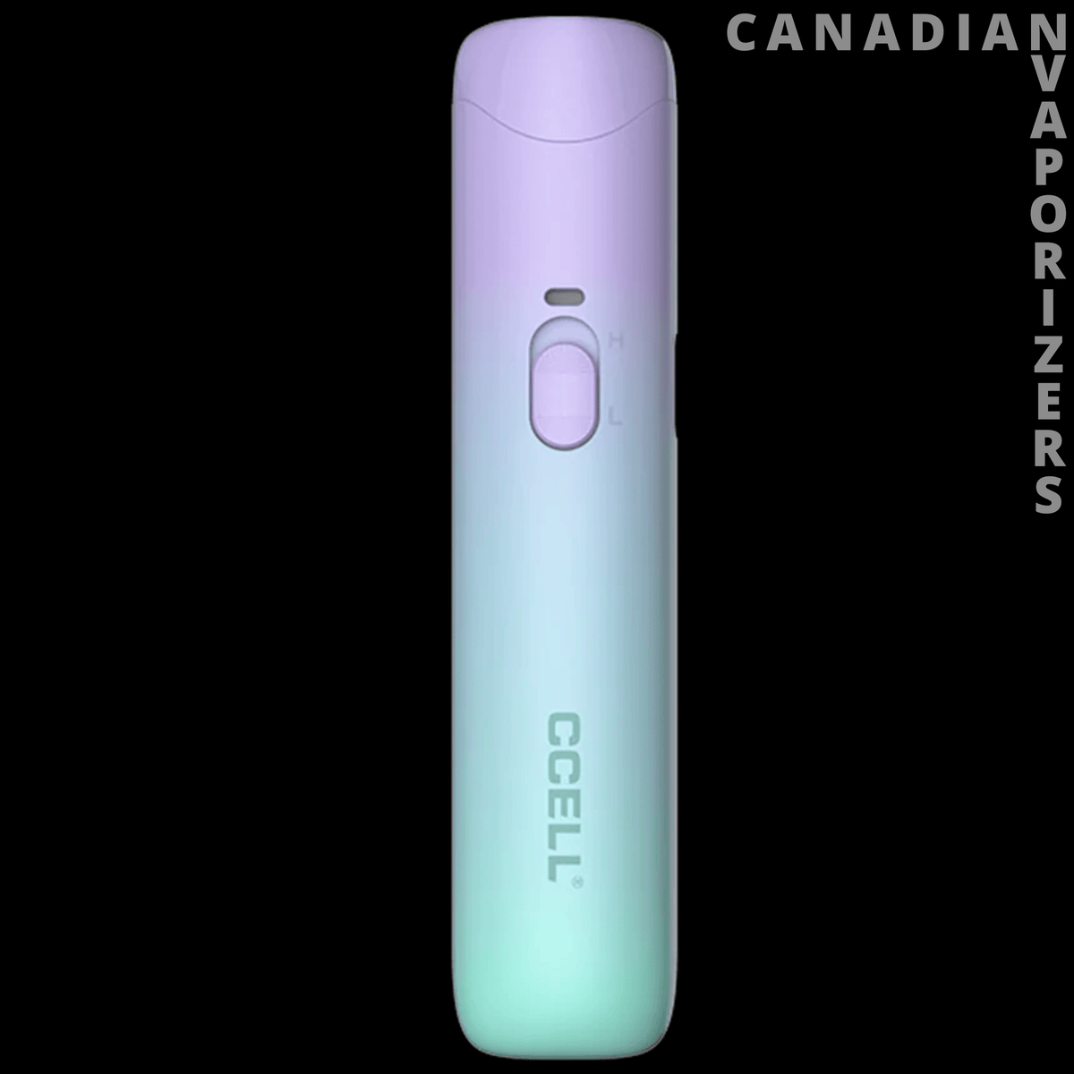 CCell Go Stik 510 Battery - Pastel lavender-to-mint CCell Go Stik 510 battery with a central oval button and slim rounded design.