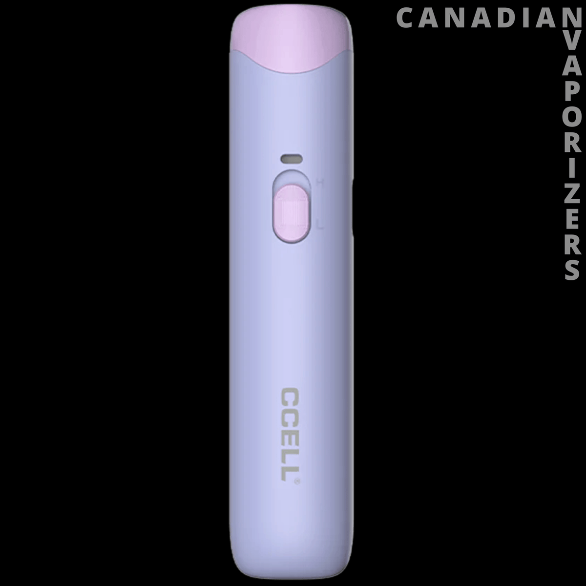 CCell Go Stik 510 Battery - Lavender CCell Go Stik 510 battery with a pink top, oval button, and gold logo.