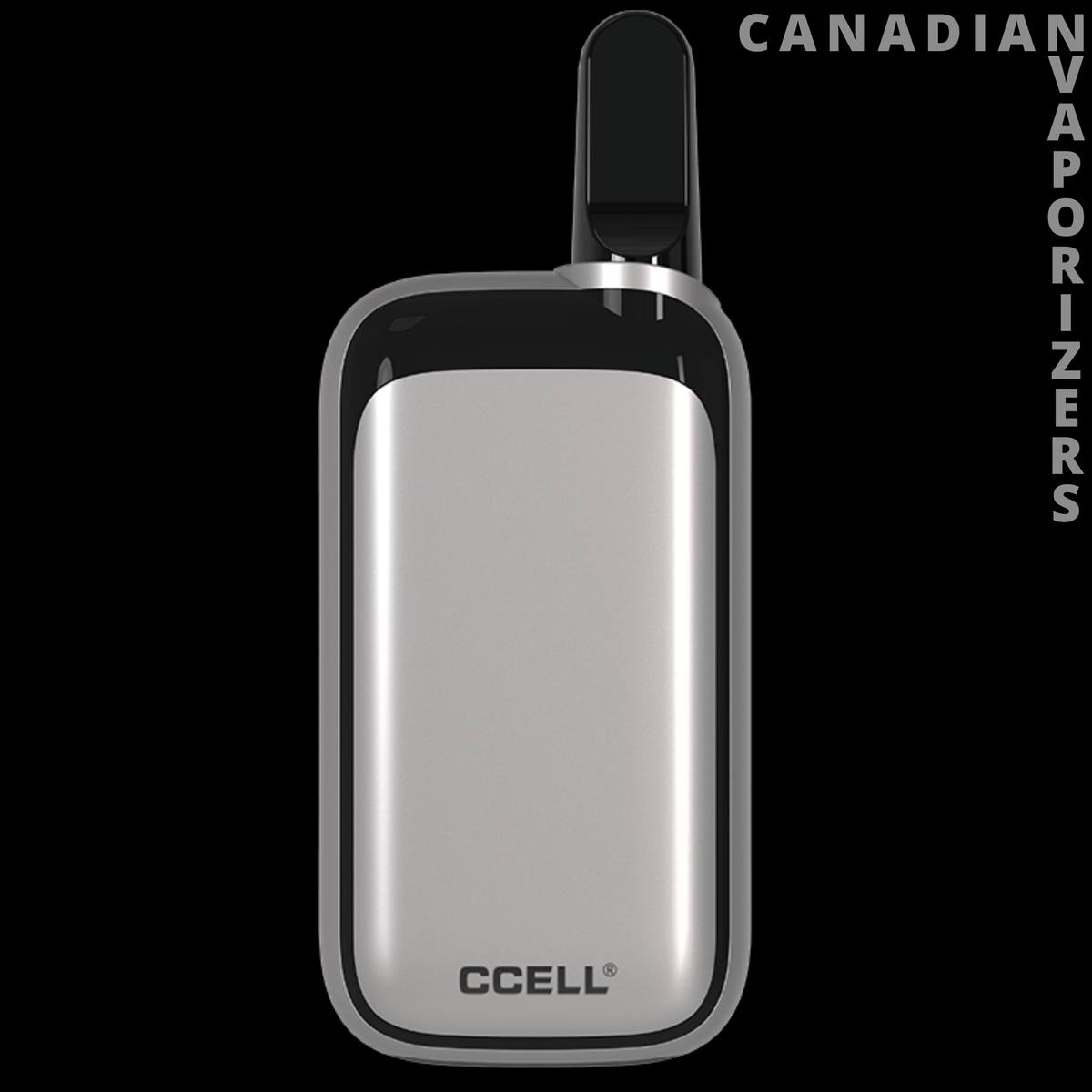 CCell Rizo 510 Thread Battery - Silver CCell Rizo 510 thread battery with a rounded rectangular body and black mouthpiece.