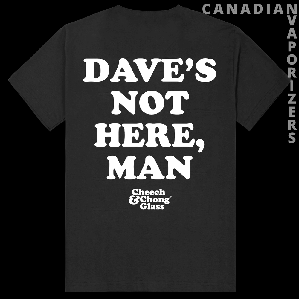 Cheech & Chong Glass Black "Dave's Not Here Man" T-Shirt - Canadian Vaporizers