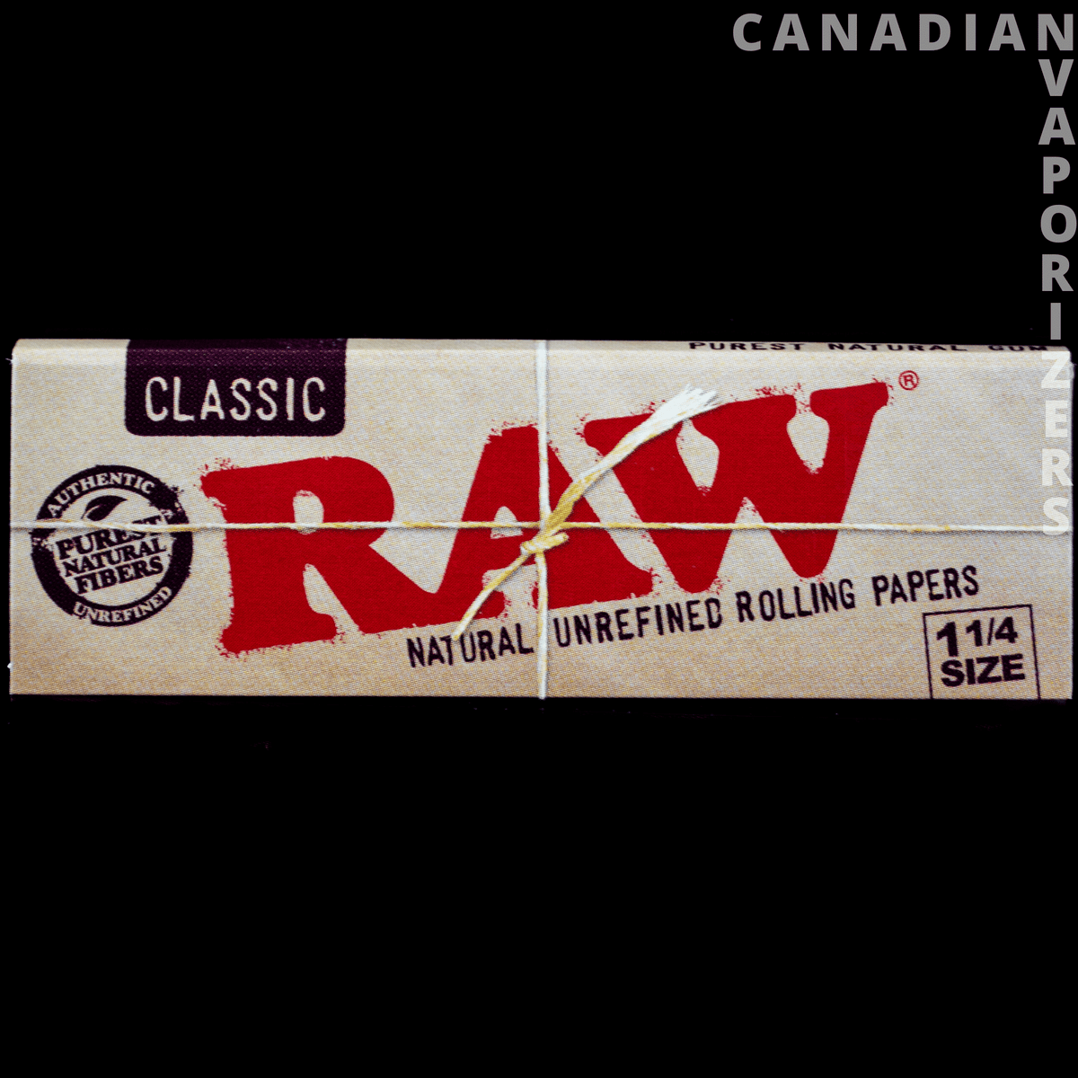 Classic Raw Rolling Papers 1¼ - RAW Classic 1¼ natural unrefined rolling papers in a beige booklet with red lettering.