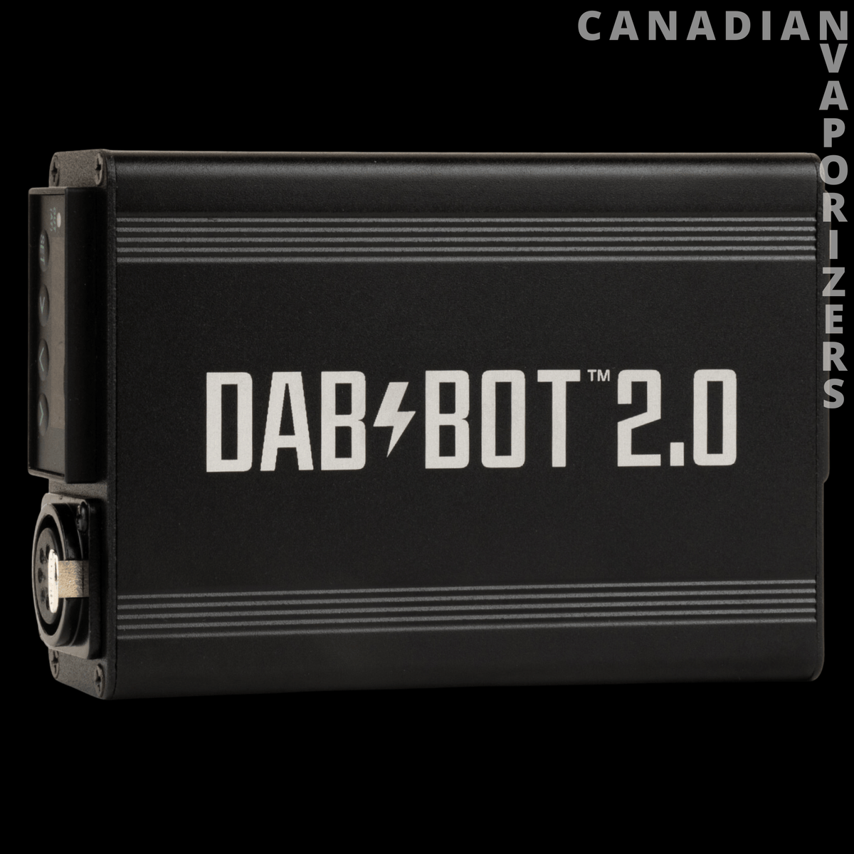 Dab Bot 2.0 E-Nail Kit - Black Dab Bot 2.0 e-nail controller with a ribbed metal case and bold white lettering.