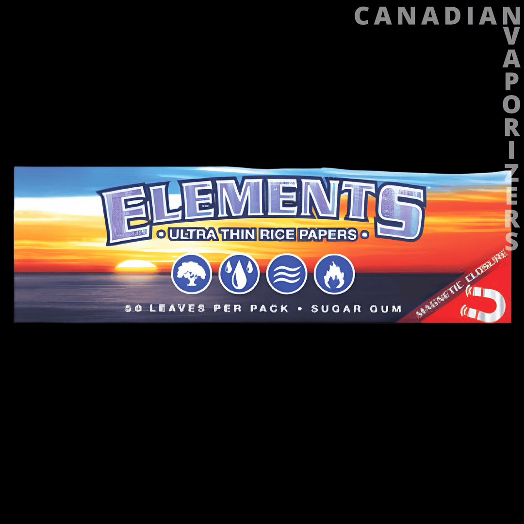 Elements 1¼ Ultimate Thin Rolling Papers W/Magnetic Enclosure (Display of 25) - Canadian Vaporizers