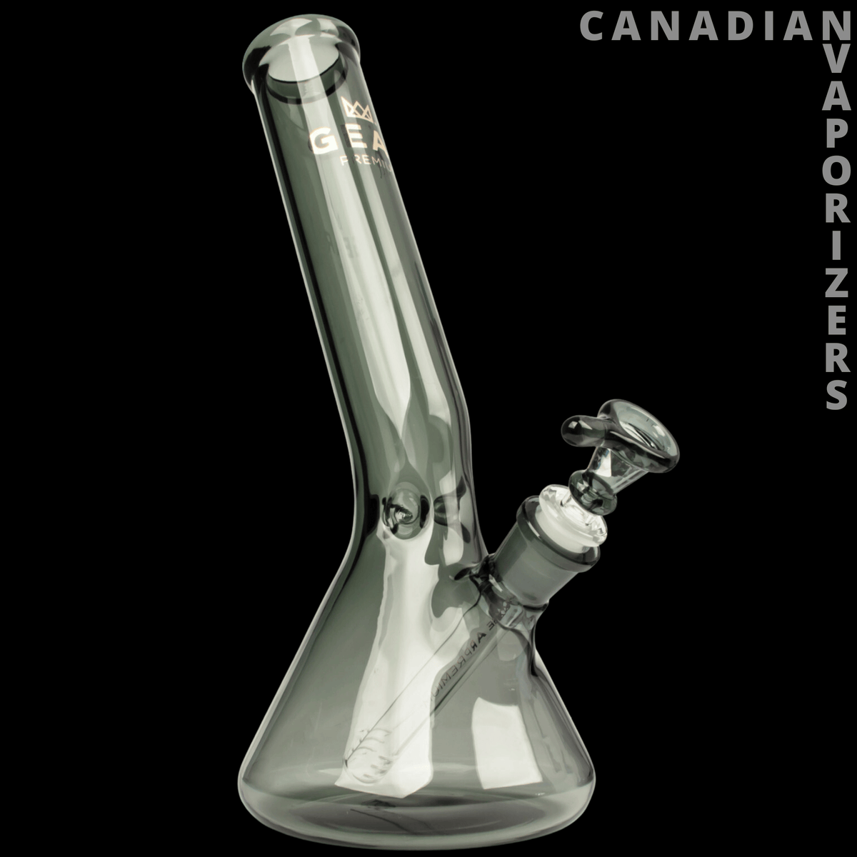 Gear Premium 12" Laid Back Tube - Clear frosted glass 12-inch bent tube with a flared base and angled side bowl.