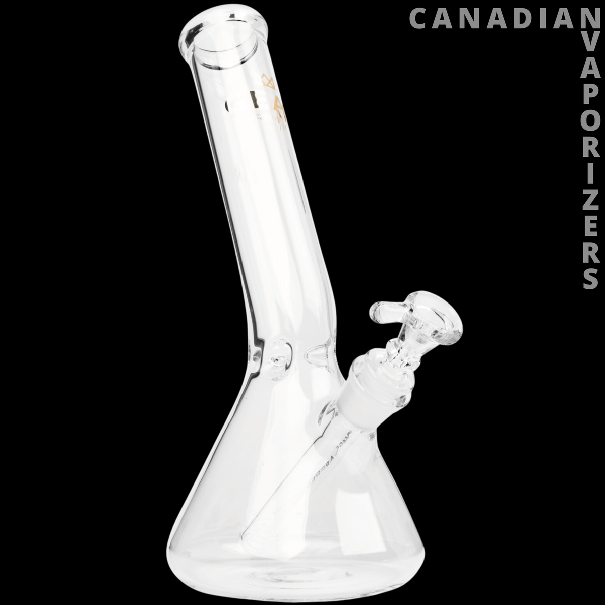 Gear Premium 12" Laid Back Tube - Clear 12-inch glass water pipe with a flared base, angled neck, and side-mounted bowl joint.