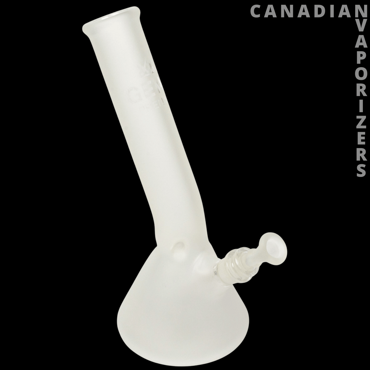 Gear Premium 12" Laid Back Tube - Frosted white glass tube with a curved neck, wide base, and rounded side carb cap.