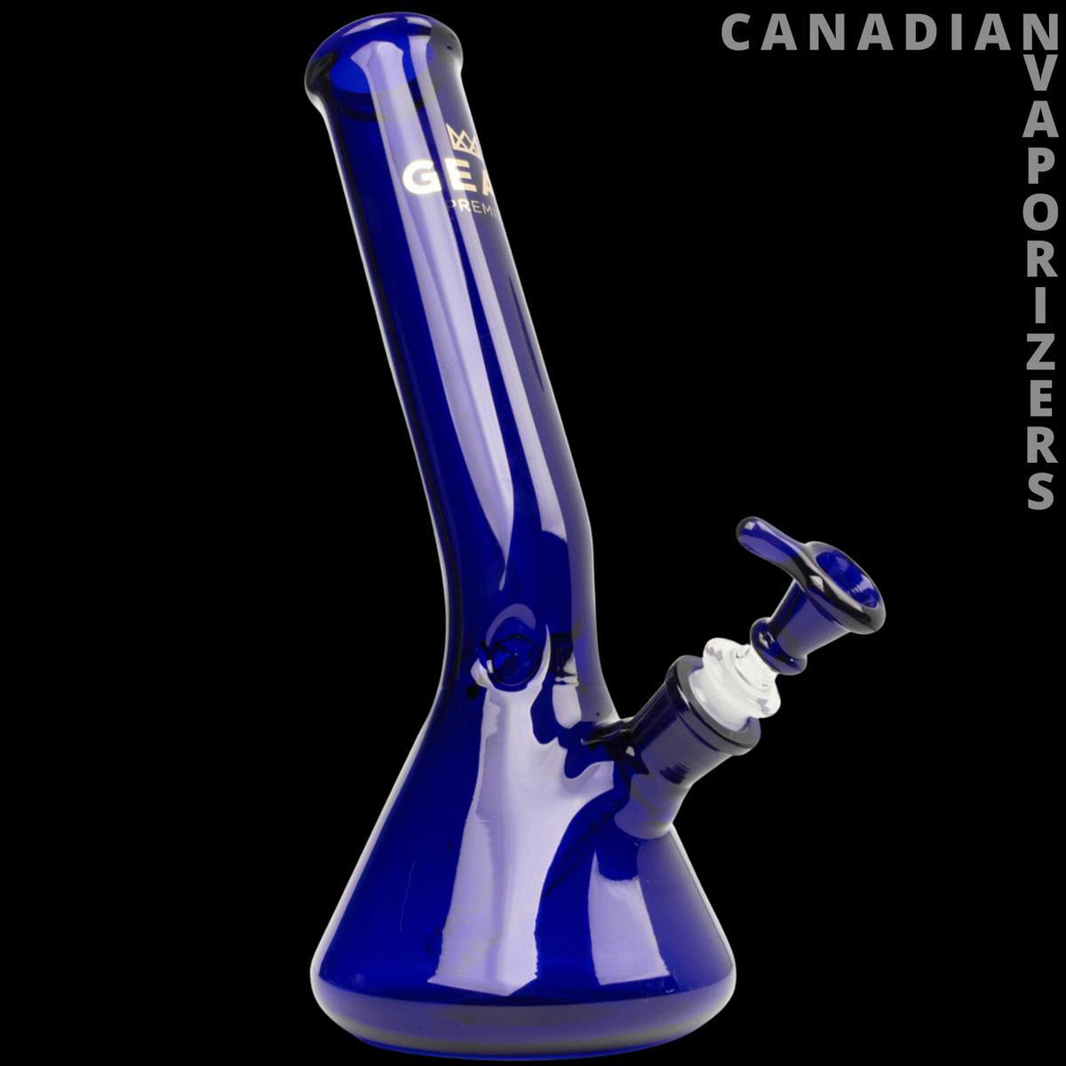 Gear Premium 12" Laid Back Tube - Cobalt blue glass tube with a flared base, angled neck, and removable side-mounted bowl.