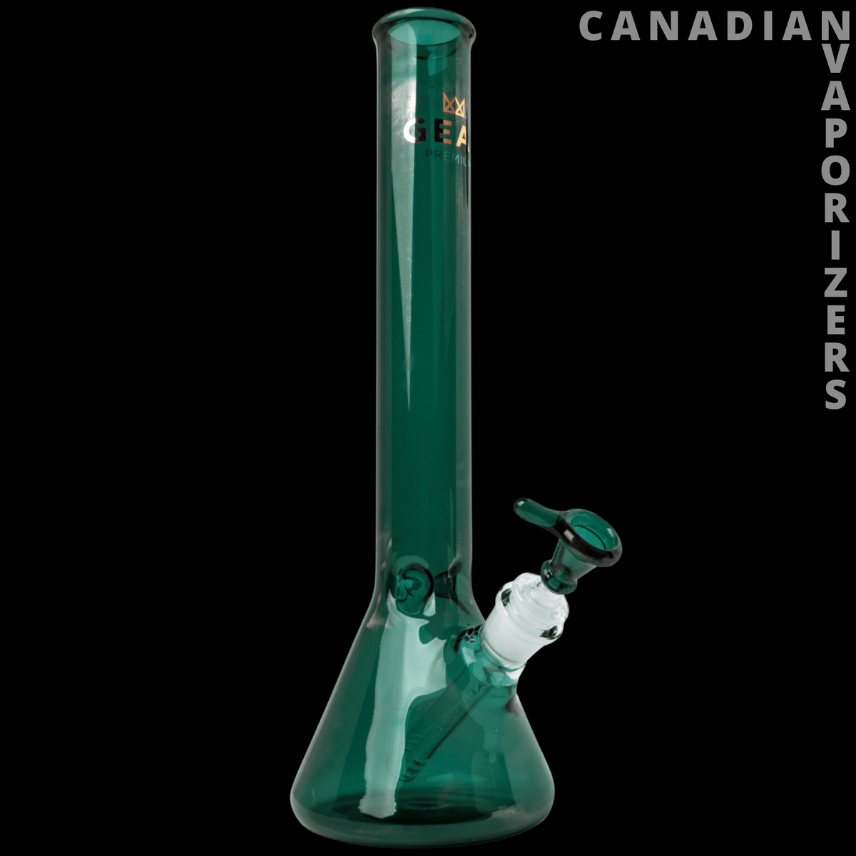 Gear Premium 14" Beaker Tube - Translucent green 14-inch beaker tube with a flared base and angled side joint.