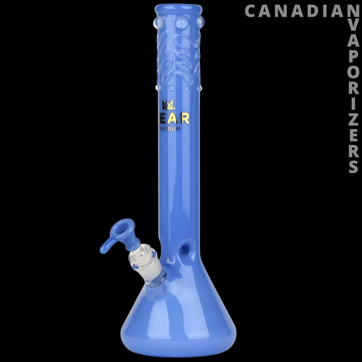 Gear Premium 14" Beaker Tube - Blue 14-inch glass beaker tube with a flared base, patterned neck, and angled side bowl.